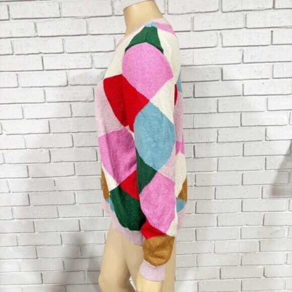Boden Colorful Argyle Sweater • Size L • Preppy Color‑Block Knit - Picture 5 of 12